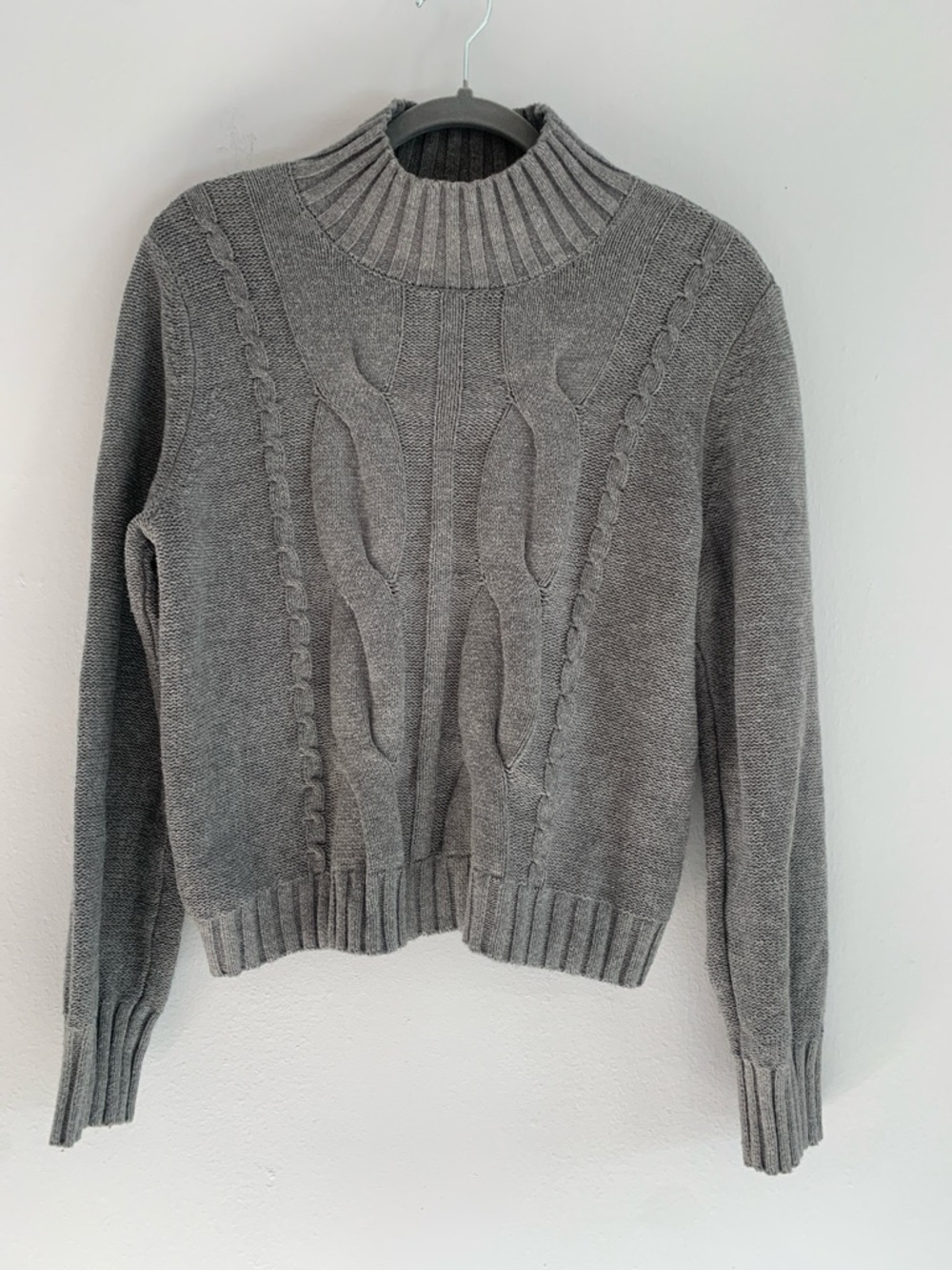 CALVIN KLEIN JEANS Gray Cable Knit Turtleneck Sweater